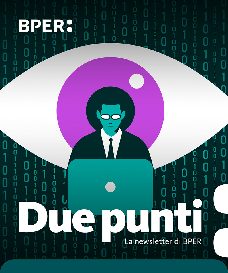 Copertina newsletter con avatar di uomo che guarda il pc