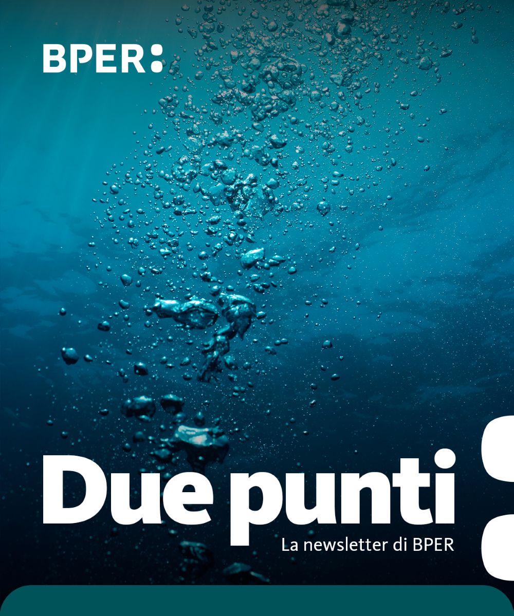 Copertina newsletter con mare profondo e bolle d'aria