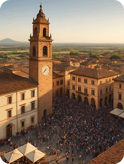 Piazza gremita di persone
