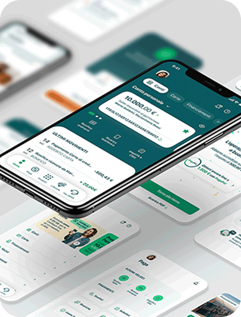 Smartphone che mostra la homepage dell'app BPER